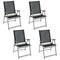 Costway 4pcs Patio Folding Portable Dining Chairs Metal Frame Armrests Garden Black/Grey/White